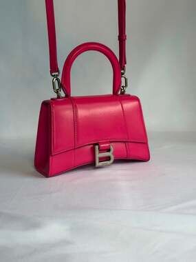 Balenciaga Hourglass XS Top Handle Bag Hot Pink Smooth Calfskin Crossbody